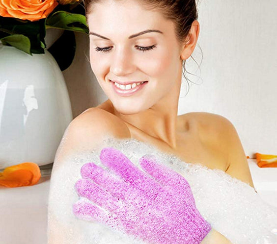 Exfoliating Bath Gloves Double Sided Silicone Shower Scrub & Dead Skin Remover