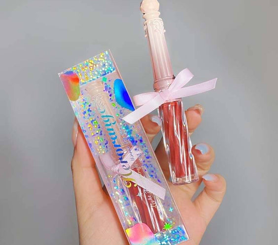 Qin Guang Clear Mirror Lip Lacquer Wish Bow Female Mirror Light Lasting White Mouth Red Lips Colored Clay
