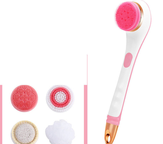 Electric Bath Brush Silicone Back Scrubber USB Rechargeable 2 Speeds Rotating Shower Brush Spa Waterproof Body Cleaning Brush