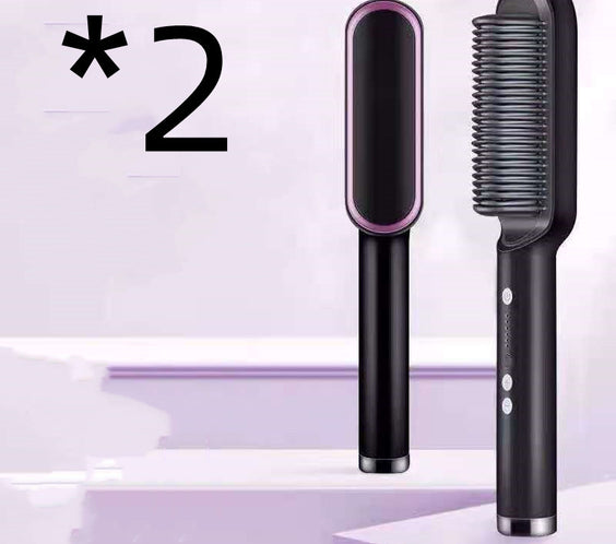 New 2 In 1 Hair Straightener Hot Comb Negative Ion Curling Tong Dual-purpose Electric Hair Brush