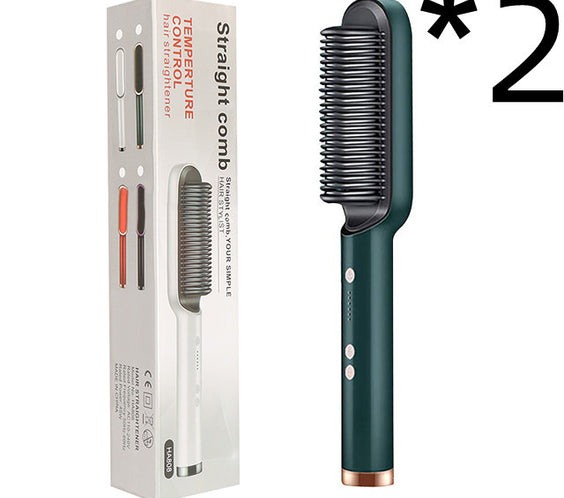New 2 In 1 Hair Straightener Hot Comb Negative Ion Curling Tong Dual-purpose Electric Hair Brush