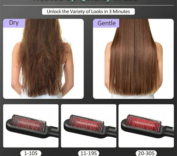 New 2 In 1 Hair Straightener Hot Comb Negative Ion Curling Tong Dual-purpose Electric Hair Brush