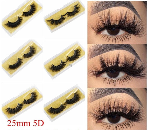 Mink Eyelashes 25mm Wispy Fluffy Fake Lashes