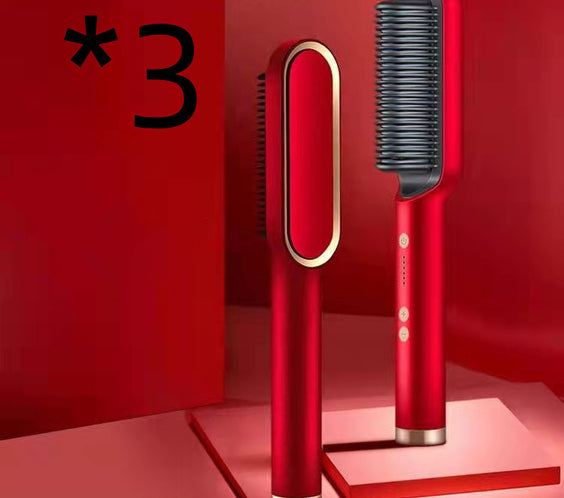 New 2 In 1 Hair Straightener Hot Comb Negative Ion Curling Tong Dual-purpose Electric Hair Brush