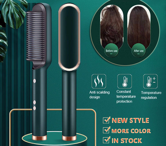 New 2 In 1 Hair Straightener Hot Comb Negative Ion Curling Tong Dual-purpose Electric Hair Brush