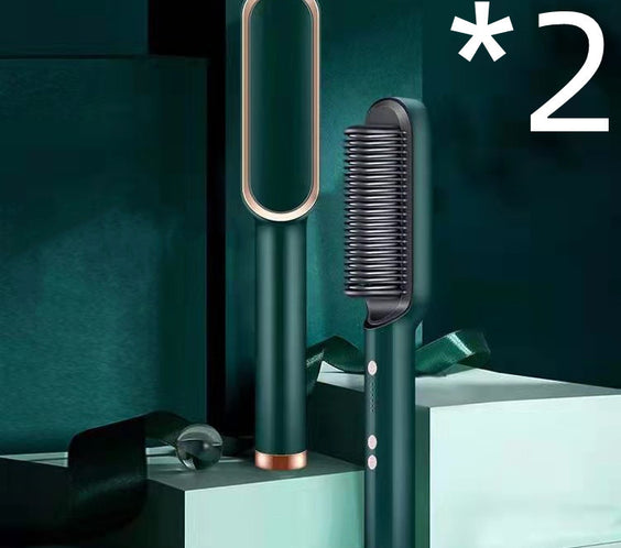 New 2 In 1 Hair Straightener Hot Comb Negative Ion Curling Tong Dual-purpose Electric Hair Brush