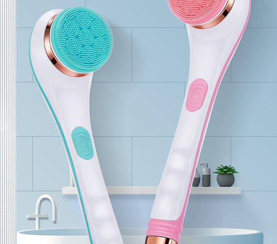 Electric Bath Brush Silicone Back Scrubber USB Rechargeable 2 Speeds Rotating Shower Brush Spa Waterproof Body Cleaning Brush