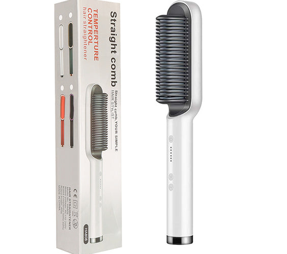 New 2 In 1 Hair Straightener Hot Comb Negative Ion Curling Tong Dual-purpose Electric Hair Brush