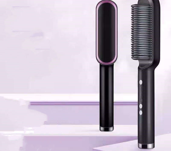 New 2 In 1 Hair Straightener Hot Comb Negative Ion Curling Tong Dual-purpose Electric Hair Brush