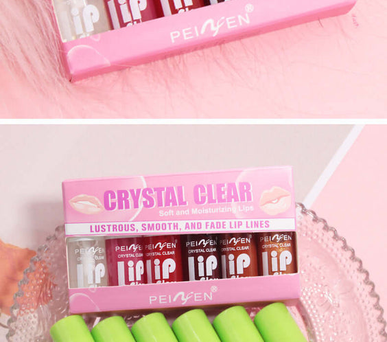 Fat Lip Lacquer 6 PCs Set Box Mirror Moisturizing Full Lips