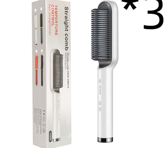 New 2 In 1 Hair Straightener Hot Comb Negative Ion Curling Tong Dual-purpose Electric Hair Brush