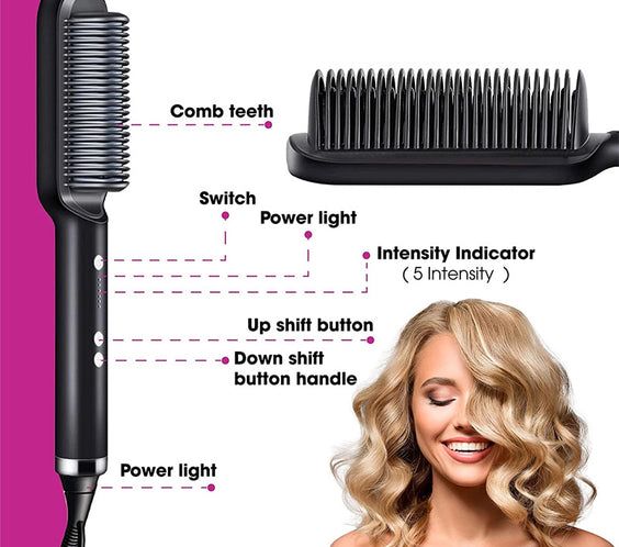 New 2 In 1 Hair Straightener Hot Comb Negative Ion Curling Tong Dual-purpose Electric Hair Brush
