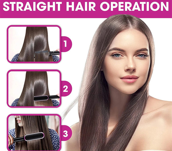 New 2 In 1 Hair Straightener Hot Comb Negative Ion Curling Tong Dual-purpose Electric Hair Brush