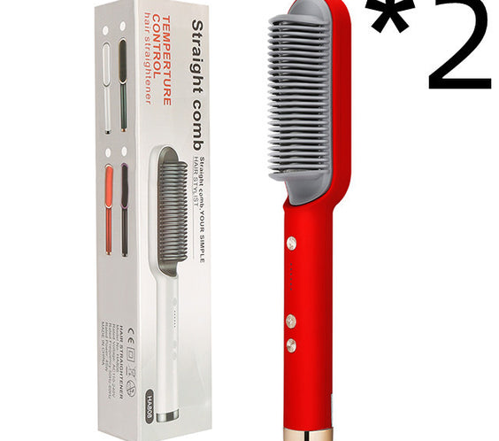 New 2 In 1 Hair Straightener Hot Comb Negative Ion Curling Tong Dual-purpose Electric Hair Brush