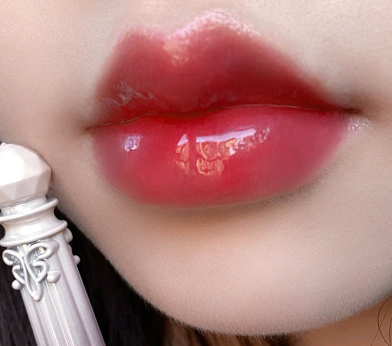 Qin Guang Clear Mirror Lip Lacquer Wish Bow Female Mirror Light Lasting White Mouth Red Lips Colored Clay