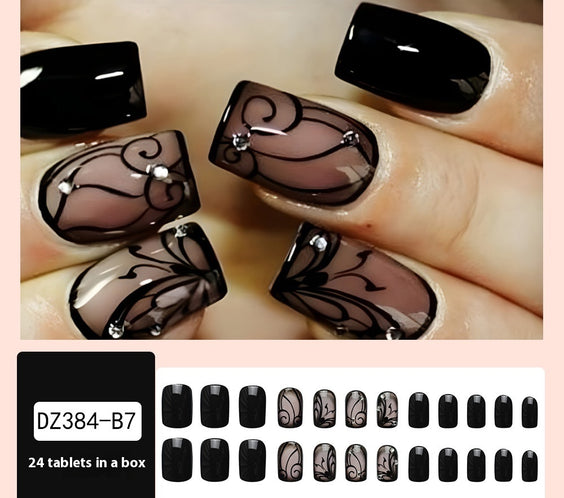 Dark Ins Style Black Vine Wearing Nails And Nails
