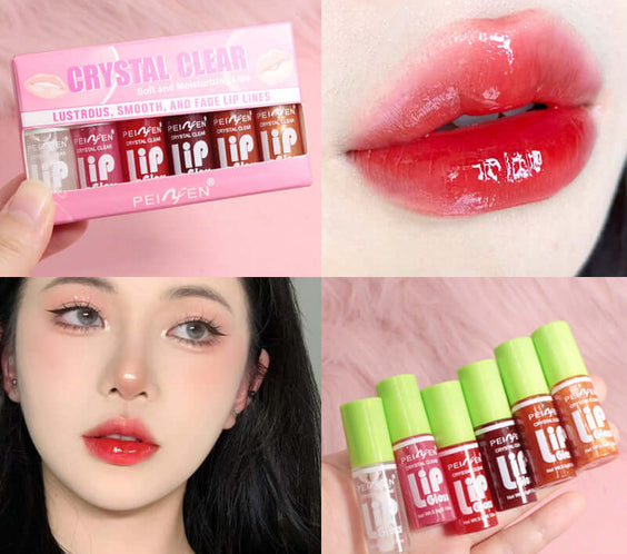 Fat Lip Lacquer 6 PCs Set Box Mirror Moisturizing Full Lips
