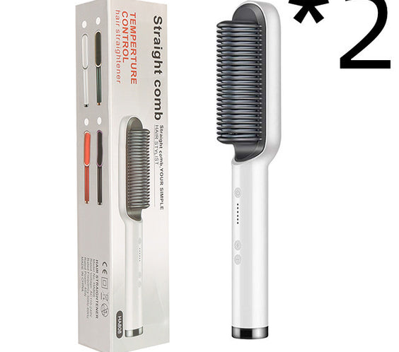 New 2 In 1 Hair Straightener Hot Comb Negative Ion Curling Tong Dual-purpose Electric Hair Brush