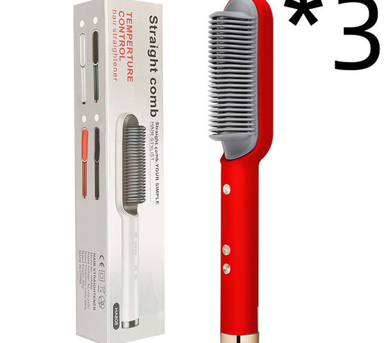 New 2 In 1 Hair Straightener Hot Comb Negative Ion Curling Tong Dual-purpose Electric Hair Brush